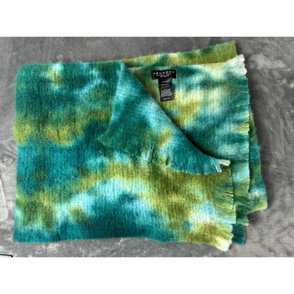 Laundry By Shelli Segal Green Blue Aqua Print Poncho Wrap One Size - Picture 4 of 7